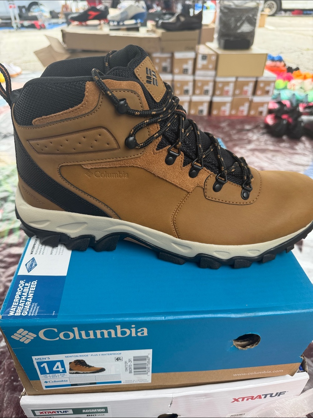 Columbia Tan and Black Waterproof Hiking Boots